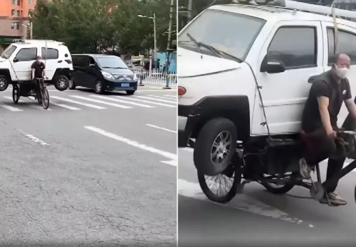 Kinez prevozio auto na biciklu  (VIDEO)
