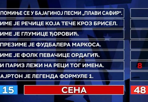 Greška u kvizu “Slagalica”:Radi se o jednoj riječi Bajaginog hita