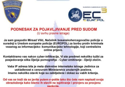 Lažni policijski šef mjesecima uznemirava direktore u BiH