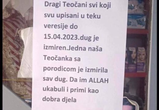 Žena iz Teočaka otplatila dugove komšija u prodavnici