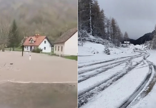Veliko nevrijeme opet pogodilo Sloveniju: Širom zemlje poplave, a na Vršiču pao i snijeg