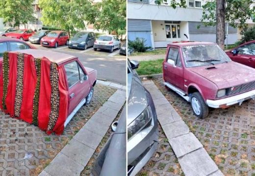 Urnebesna scena u Beogradu: Pola auta na parkingu (Foto)
