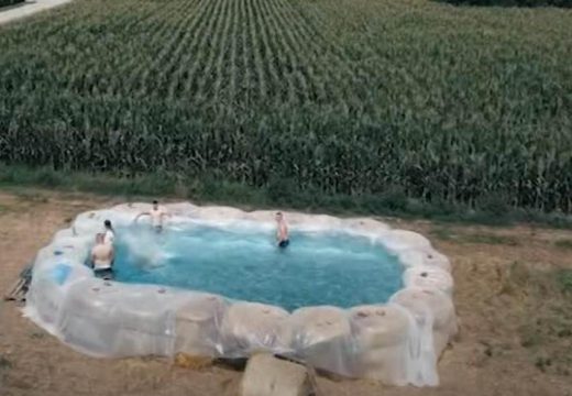 Bazen od bala sijena: Inovacija u selu u Posavini za kupanje usred njive (Video)