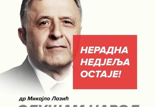 Dr Mikajlo Lazić: “Nedjelja ostaje neradna, to je dan za porodicu”