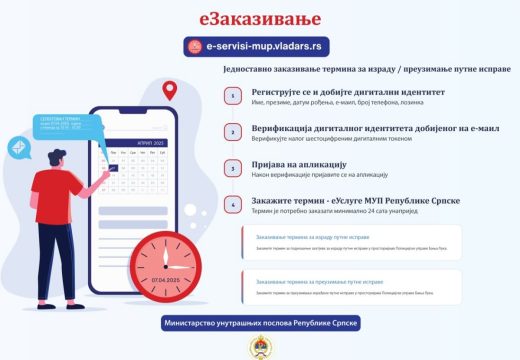MUP RS: Od danas elektronsko zakazivanje termina za izdavanje putnih isprava