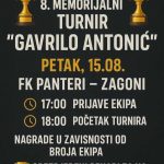 15. avgusta: U Zagonima počinje 8. Memorijalni amaterski turnir “Gavrilo Antonić”